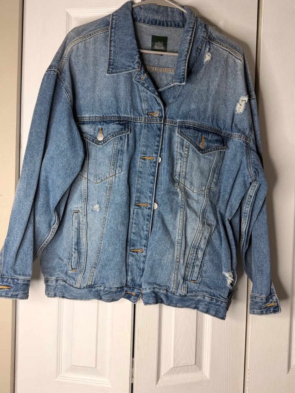 Light Blue Distressed Denim Jacket - Wild Fable